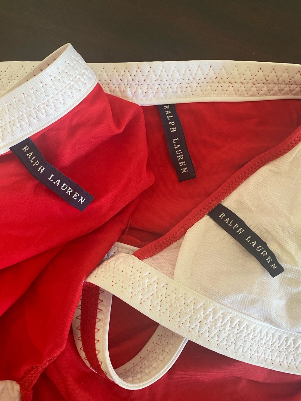 Ralph Lauren Vintage Y2K Red White Bikini Swim Skirt 3 Piece Set Sz L - Picture 10 of 16